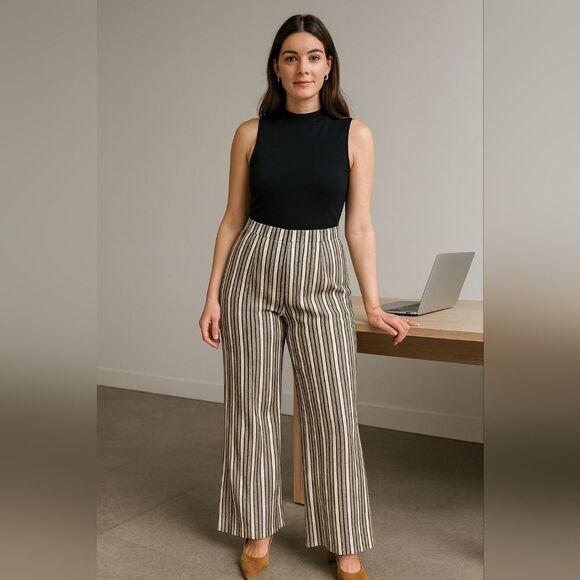 Eat. 1946 Pants - Eat. 1946 Jumpsuit Sleeveless High Neck Wide Flare Legs Striped Pants Size 10